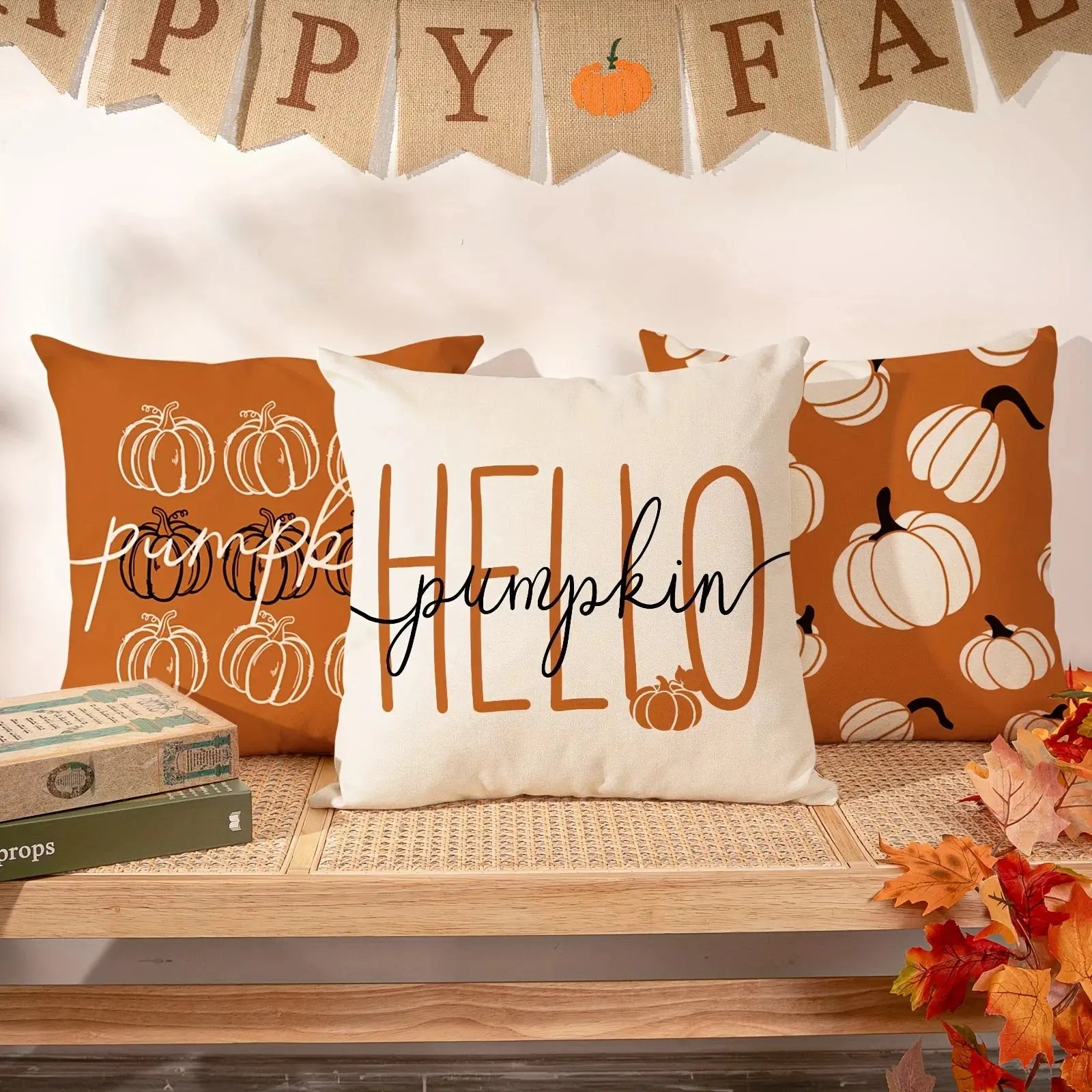 Autumn Pumpkin Design Pillow Covers - Yelopi