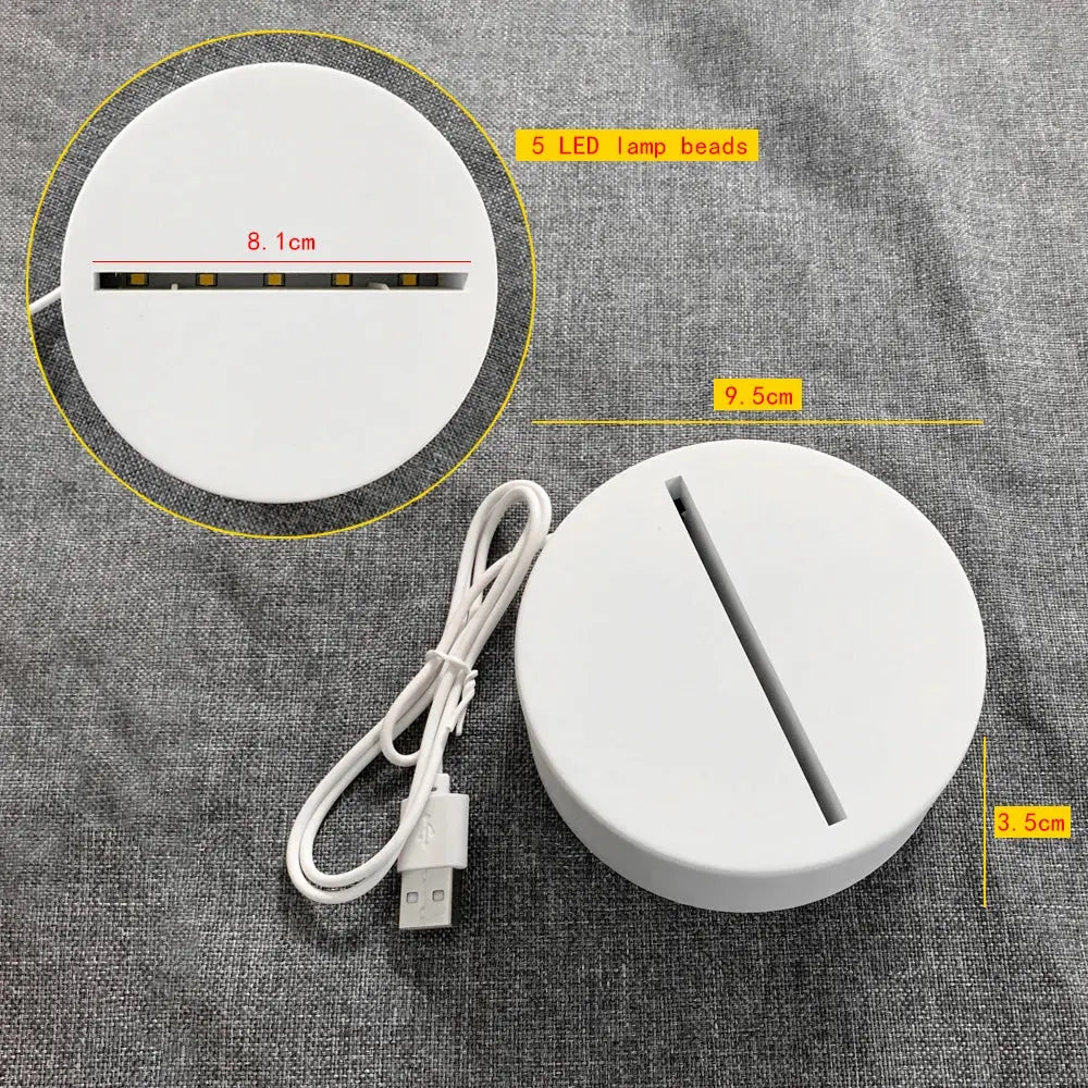 BrightBoard USB Light - Yelopi - 5 led lamp entrance sized 8,1cm - Width of the acrylic support 9.5cm - Height of the acrylic support 3.5cm