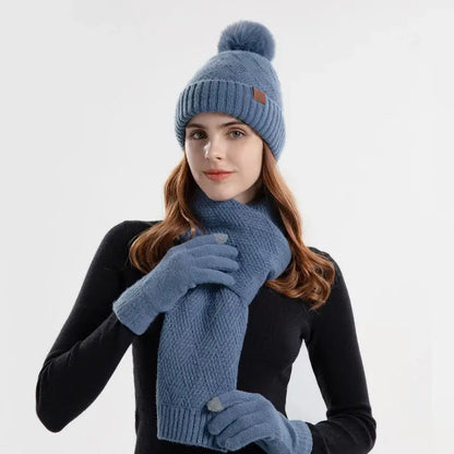 FrostGuard 3-Piece Knitted Set - Yelopi Blue