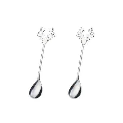 HolidaySip Spoon Set - 2 silver color spoons - Yelopi