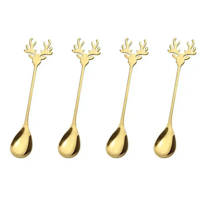 HolidaySip Spoon Set - 4 gold color spoons - Yelopi