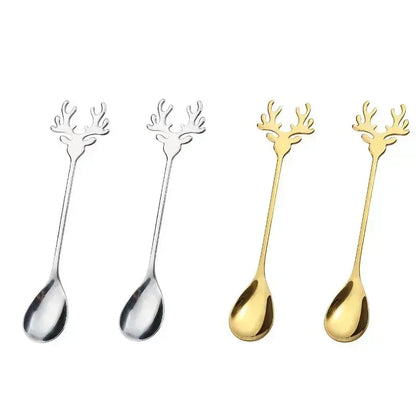 HolidaySip Spoon Set - 2 silver and 2 gold color spoons - Yelopi