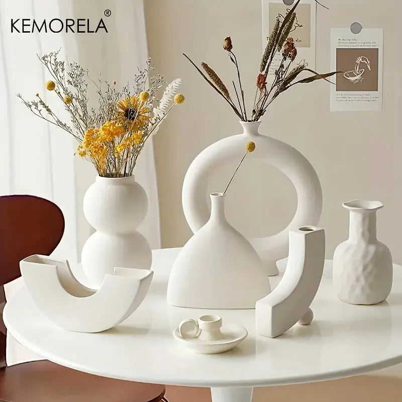 Nordic Circular Hollow Ceramic Vase - Yelopi