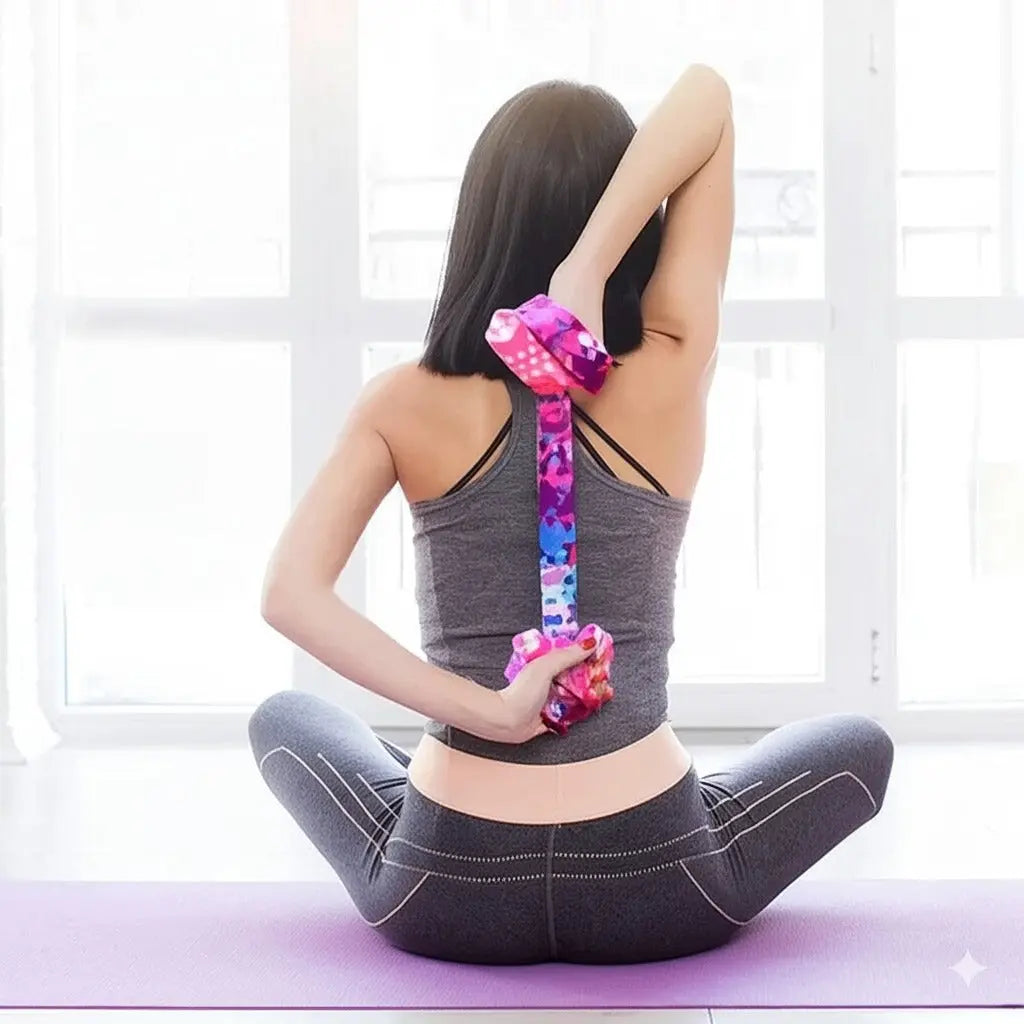 PowerFlex Yoga Band - Yelopi -  person doing yoga with the Rose Geometric variant.