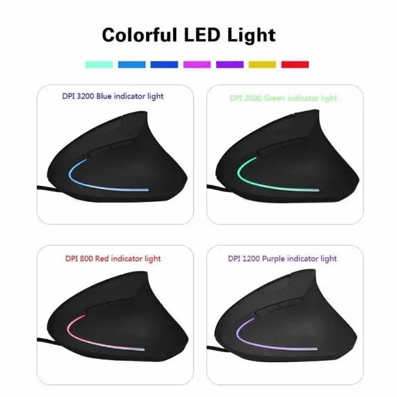 Right Hand Vertical RGB Ergonomic Mouse - Yelopi