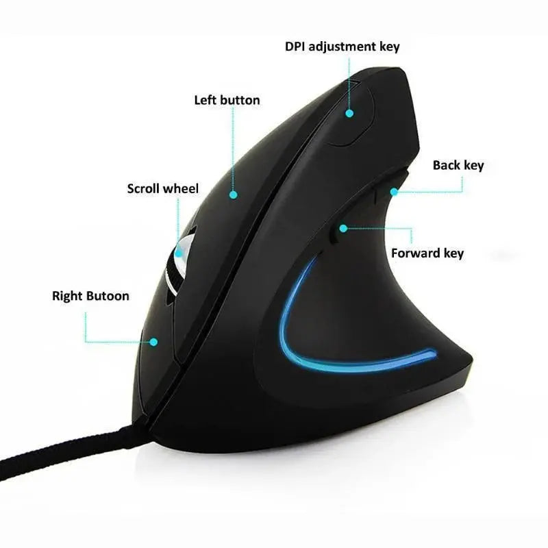 Right Hand Vertical RGB Ergonomic Mouse - Yelopi