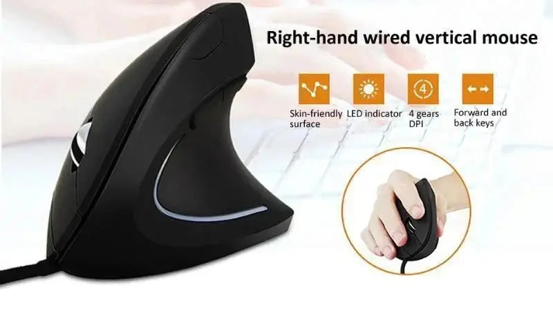 Right Hand Vertical RGB Ergonomic Mouse - Yelopi