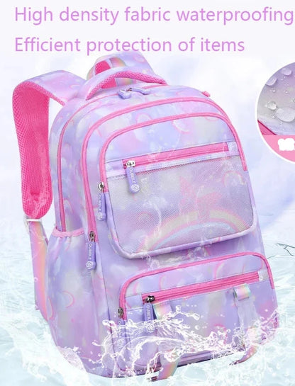 Rainbow Flutter Night Reflection School Bag