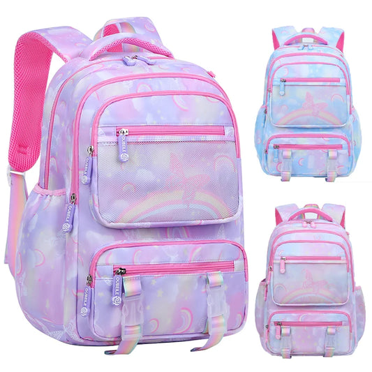 Rainbow Flutter Night Reflection School Bag