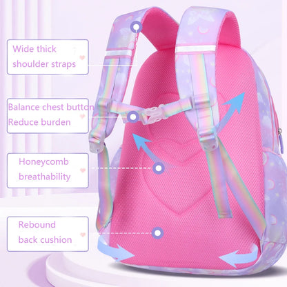 Rainbow Flutter Night Reflection School Bag