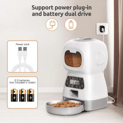 3.5L WiFi-Enabled Automatic Pet Feeder with Voice Recorder and Slow Feed Mode