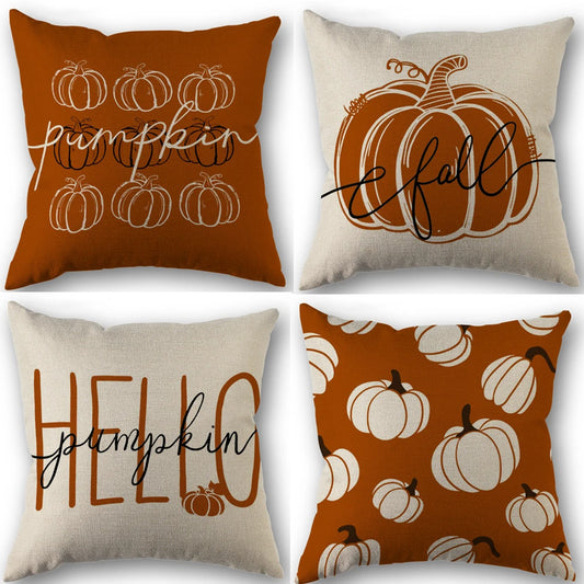 Fundas de almohada con diseño de calabaza otoñal 