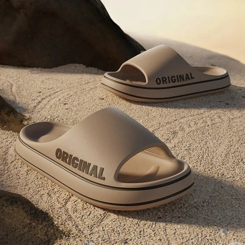 Summer Beach Lettered Slippers with Anti-Slip Sole