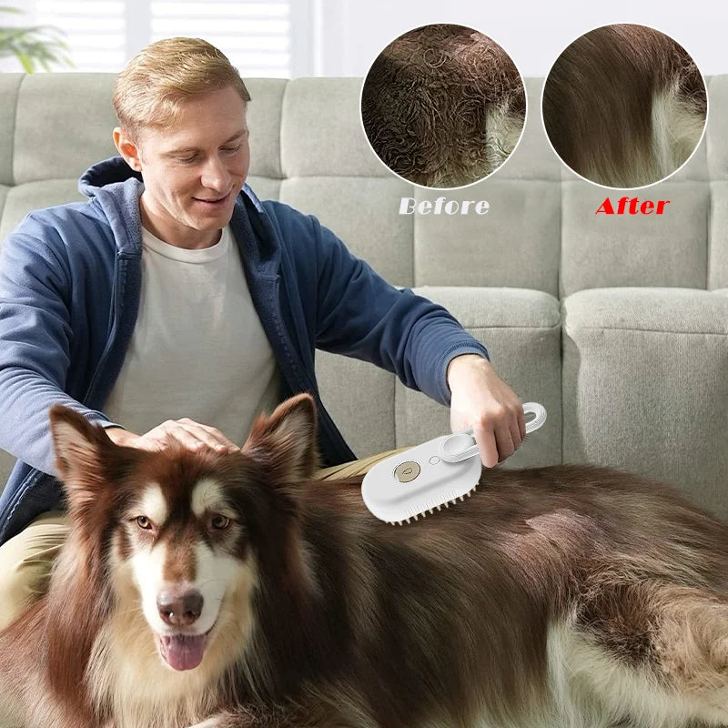 Toiletteur pour animaux 3 en 1 PawLux : brosse à jet électrique et peigne de massage magique