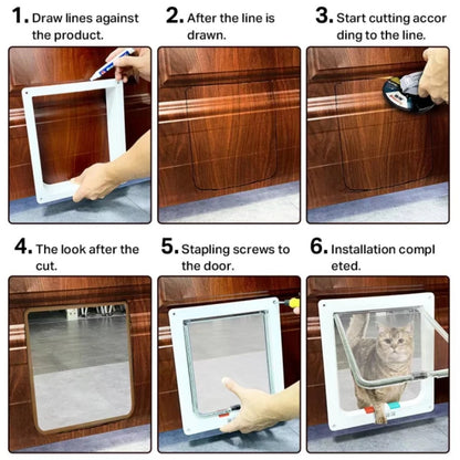 4-Way Secure Cat Flap Door with Transparent ABS Plastic and Adjustable Lock