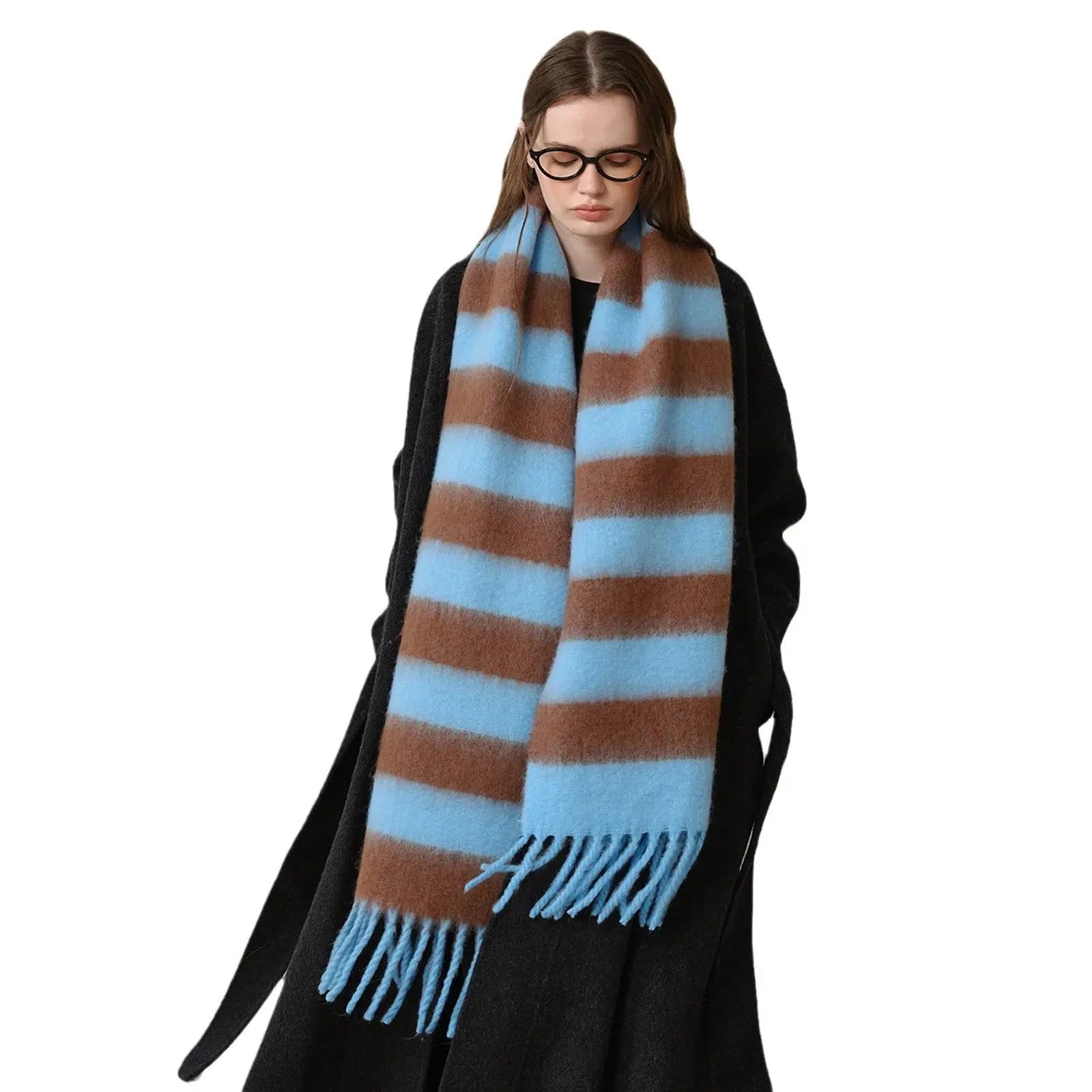 WarmBlend Fringed Striped Scarf - Yelopi