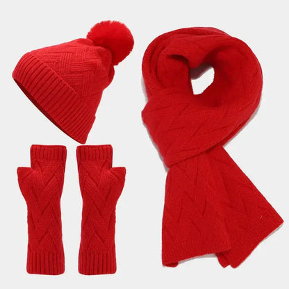 WarmNest Knitted Trio - Yelopi Red