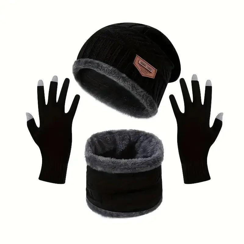 WinterShield Knit Accessory Set - Yelopi - Black-3-Piece-Set