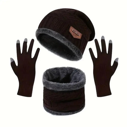 WinterShield Knit Accessory Set - Yelopi - Coffee-3-Piece-Set